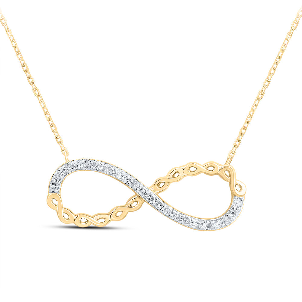 10K Yellow Gold 1/10 CTW-Natural Diamond Gift Infinity Necklace(18 Inch ) 2.37 Gram