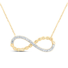 10K Yellow Gold 1/10 CTW-Natural Diamond Gift Infinity Necklace(18 Inch ) 2.37 Gram