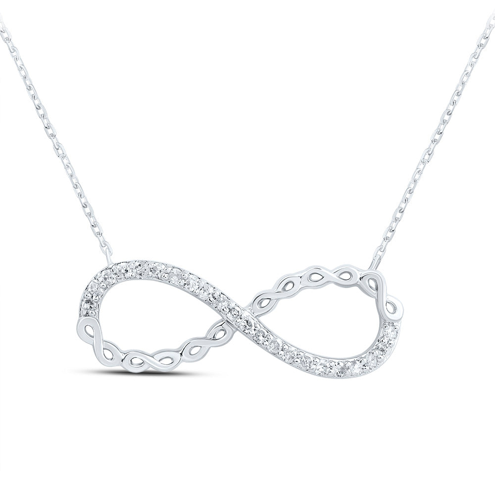 10K White Gold 1/10 CTW-Natural Diamond Gift Infinity Necklace(18 Inch ) 2.37 Gram