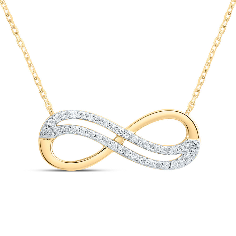 10K Yellow Gold 1/10 CTW-Natural Diamond Gift Infinity Necklace(18 Inch ) 2.01 Gram