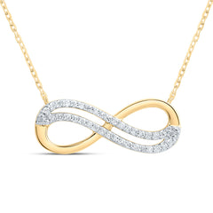 10K Yellow Gold 1/10 CTW-Natural Diamond Gift Infinity Necklace(18 Inch ) 2.01 Gram