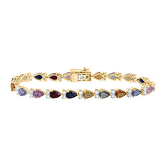 1 1/3CTW-DIA CN 9 3/4CTW- PS- NAT GEM MULTI CLR SAPPHIRE BRACELET(7 INCH)