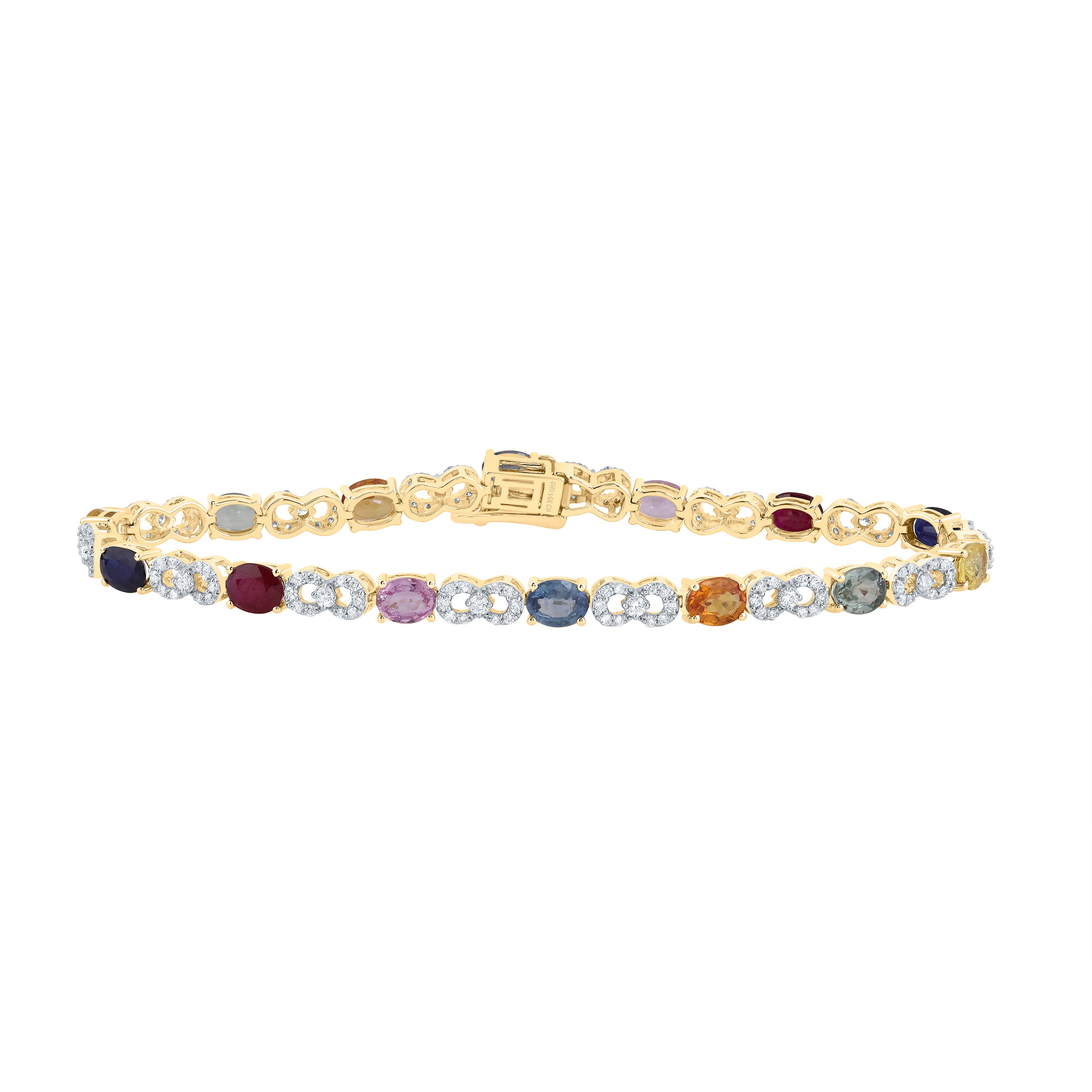 7/8CTW-DIA CN 5 3/4CTW-OV- NAT GEM MULTI CLR SAPPHIRE BRACELET(7 INCH)