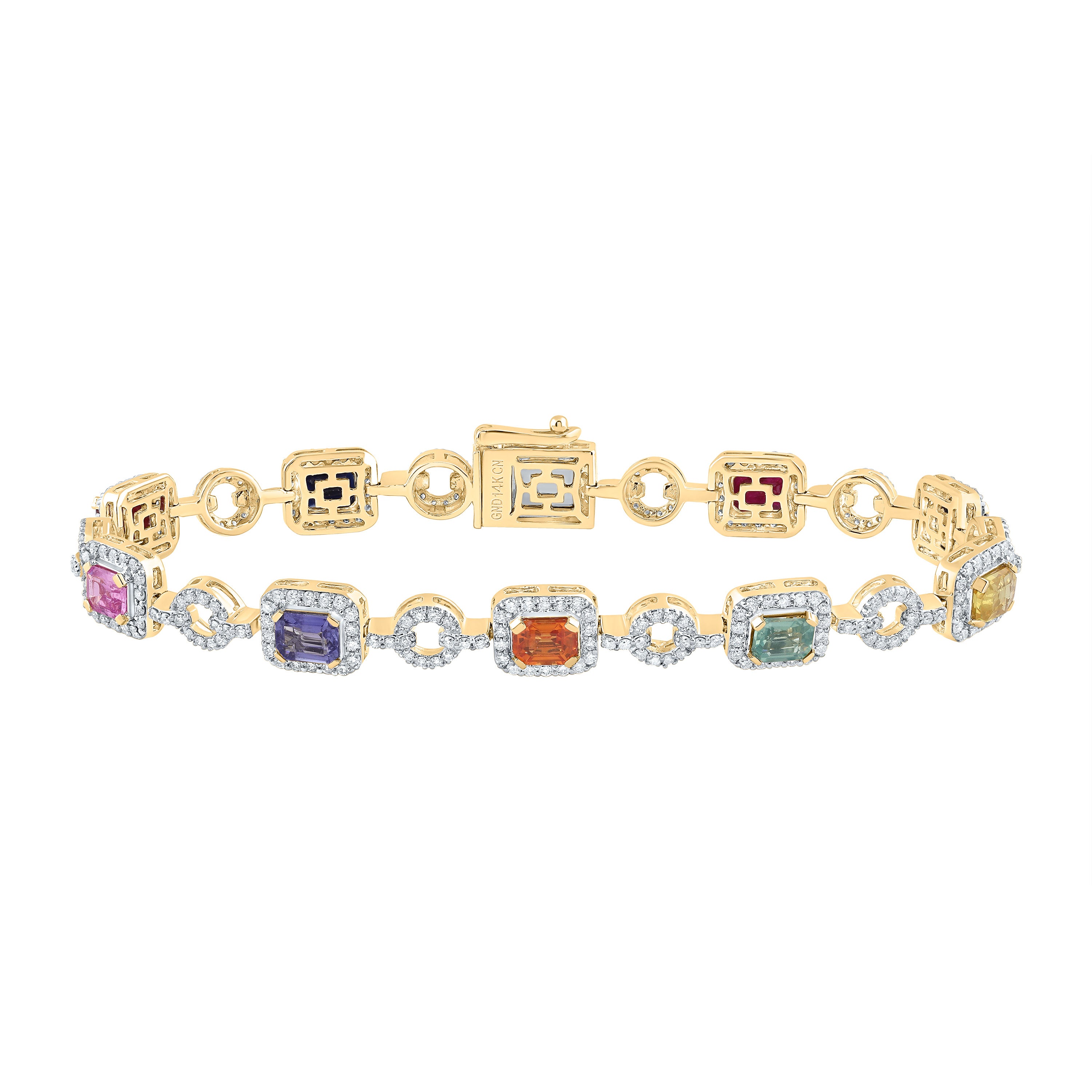 1 7/8CTW-DIA CN 5CTW OCT- NAT GEM MULTI CLR SAPPHIRE BRACELET(7 INCH)