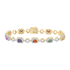 1 7/8CTW-DIA CN 5CTW OCT- NAT GEM MULTI CLR SAPPHIRE BRACELET(7 INCH)