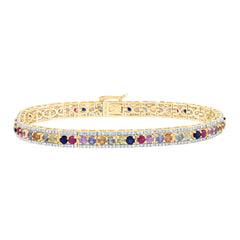 1 1/5CTW-DIA CN 5 CTW-RD-NAT GEM MULTI CLR SAPPHIRE BRACELET (7 INCH)