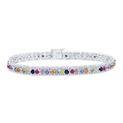 1 1/5CTW-DIA CN 5 CTW-RD-NAT GEM MULTI CLR SAPPHIRE BRACELET (7 INCH)
