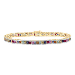 1 1/5CTW-DIA CN 9CTW- PR- NAT GEM MULTI CLR SAPPHIRE BRACELET (7 INCH)