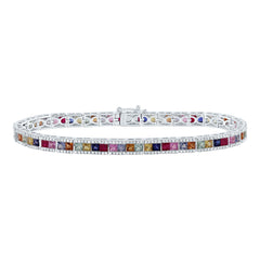 1 1/5CTW-DIA CN 9CTW- PR- NAT GEM MULTI CLR SAPPHIRE BRACELET (7 INCH)