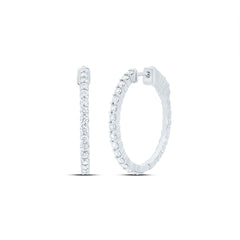 14K White Gold 7/8 CTW-Natural Diamond Fashion Hoop Earring 5.53 Gram
