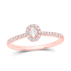 14K Rose Gold 1/4 CTW-Natural Diamond Fashion Promise Oval Ring 1.7 Gram