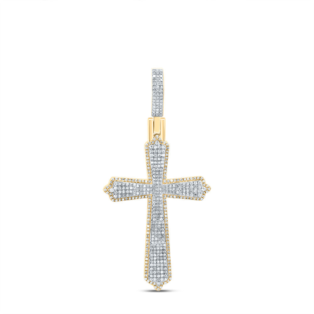 10K Yellow Gold 1 1/5 CTW-Natural Diamond Gift Cross Pendant 7.35 Gram