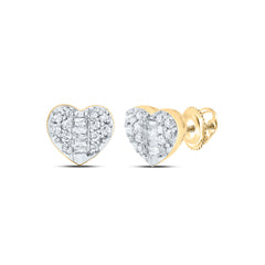 10K Yellow Gold 1/8 CTW-Natural Diamond Gift Heart Earrings 1.17 Gram