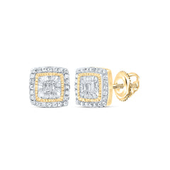 10K Yellow Gold 1/3 CTW-Natural Diamond Gift Cushion Baguette Earring 1.62 Gram