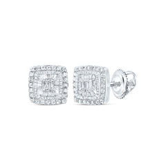 10K White Gold 1/3 CTW-Natural Diamond Gift Cushion Baguette Earring 1.71 Gram