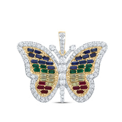 3/4CTW-DIA CN 1 1/2CTW BAG-NAT GEM MULTI CLR SAPPHIRE BUTTERFLY PENDANT