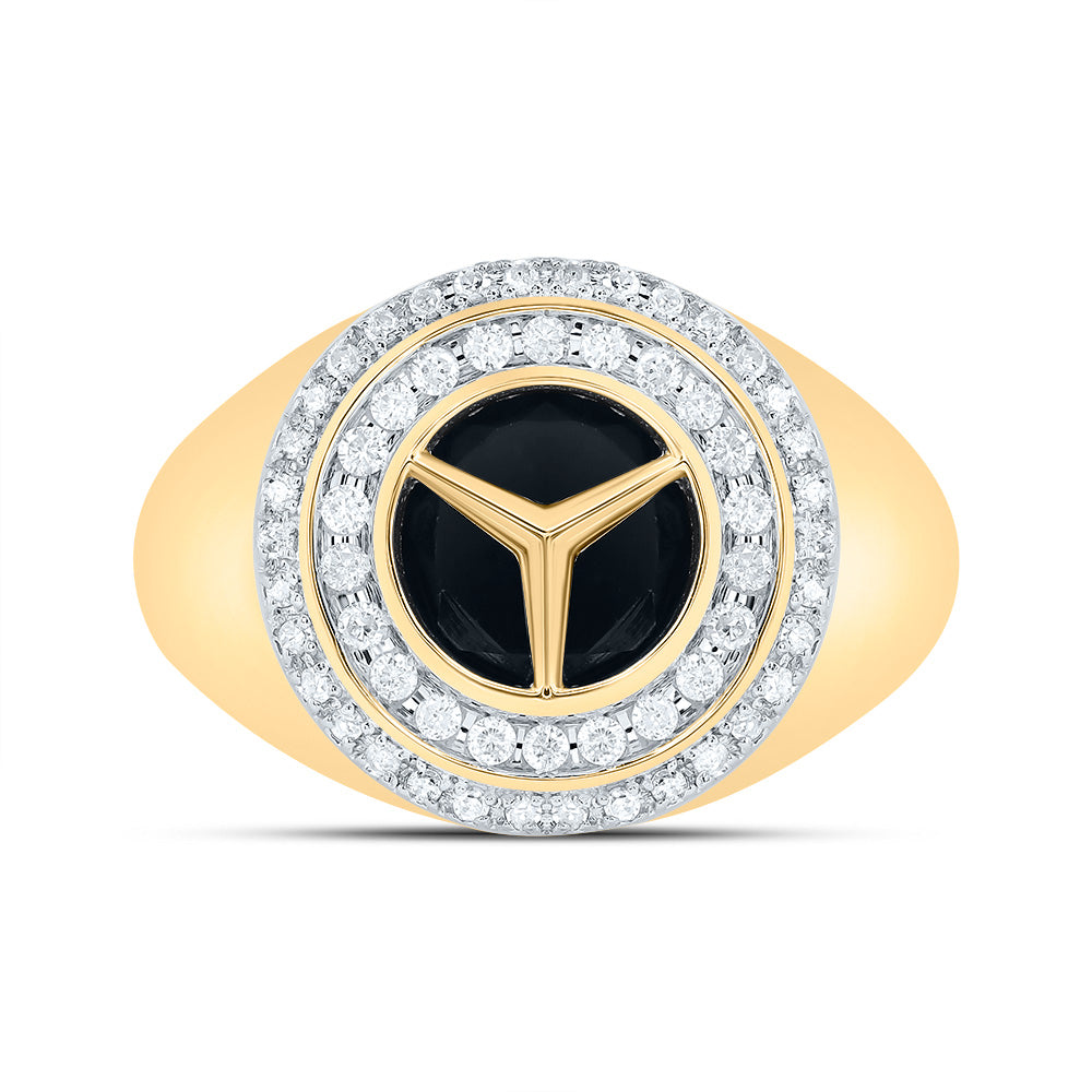 1/3CTW-DIA P1 10 MM ROUND ONYX BLACK MENS RING