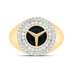 1/3CTW-DIA P1 10 MM ROUND ONYX BLACK MENS RING