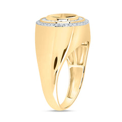 1/3CTW-DIA P1 10 MM ROUND ONYX BLACK MENS RING