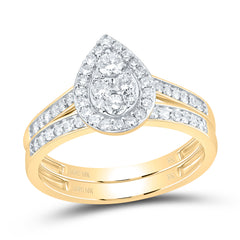 10K Yellow Gold 1 CTW-Natural Diamond Pear Trio Set 5.92 Gram