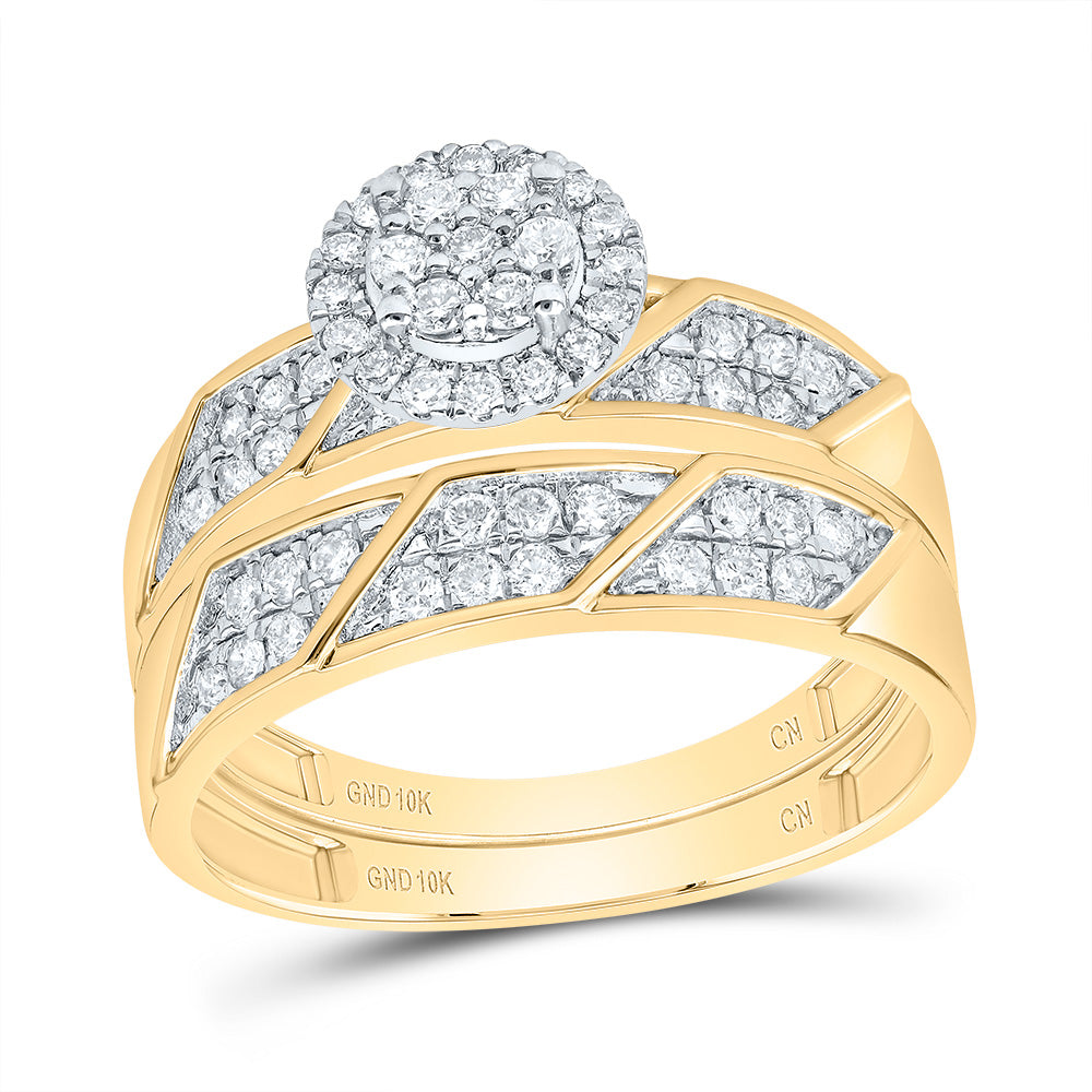 10K Yellow White 5/8 CTW-Natural Diamondround Trio Set 5.40 Gram