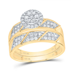 10K Yellow White 5/8 CTW-Natural Diamondround Trio Set 5.40 Gram
