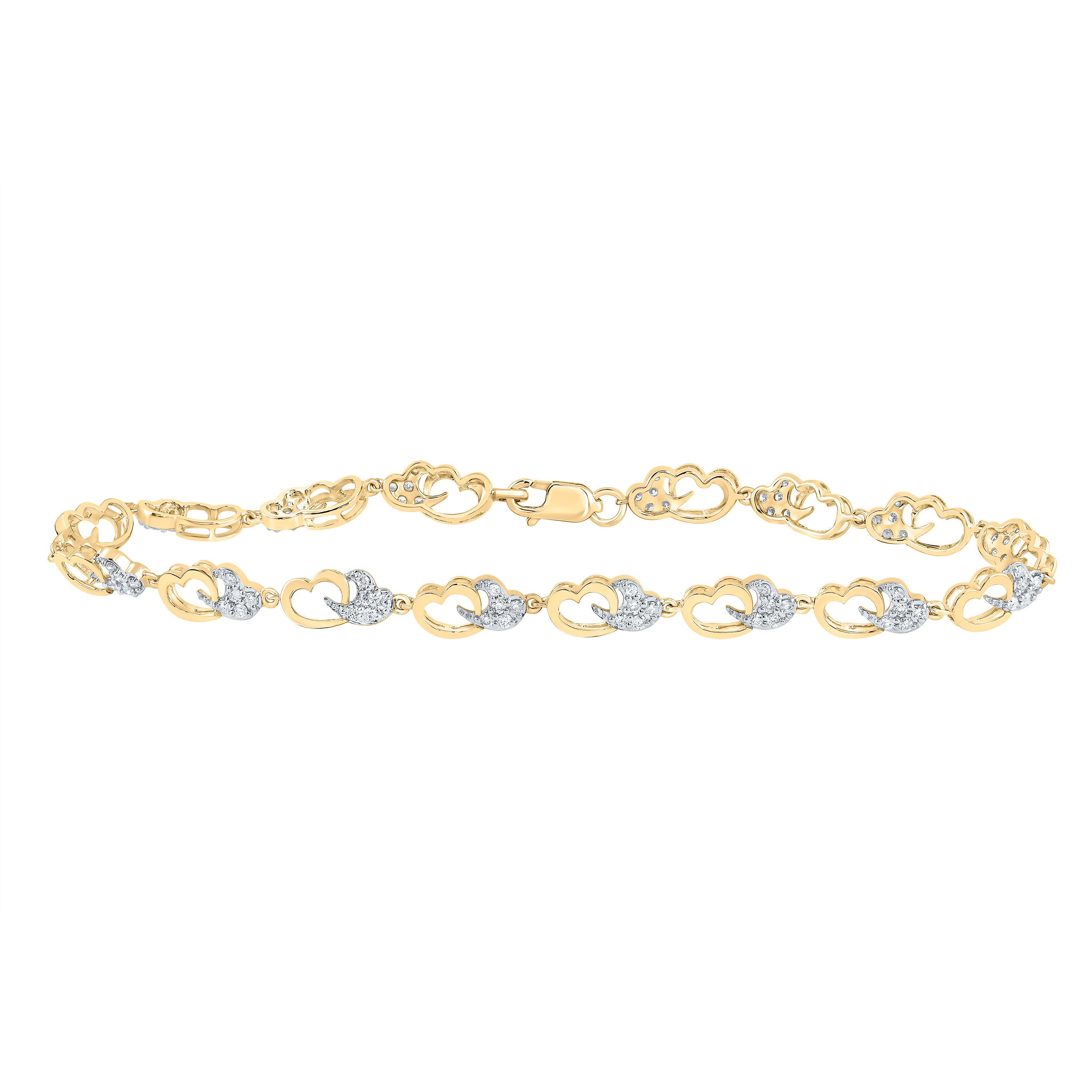 1/2CTW-DIA CN FASHION HEART BRACELET (7 INCH)
