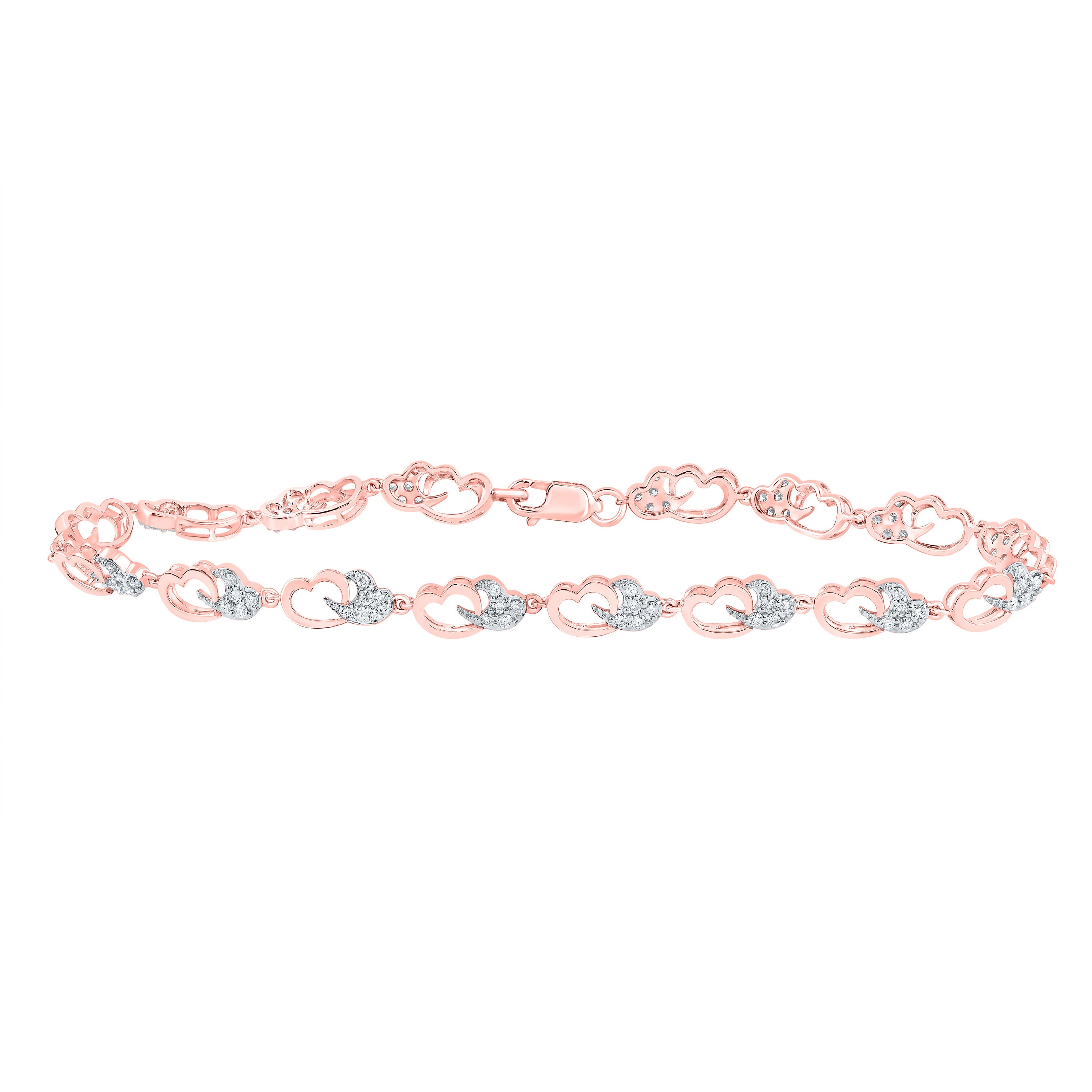 1/2CTW-DIA CN FASHION HEART BRACELET (7 INCH)
