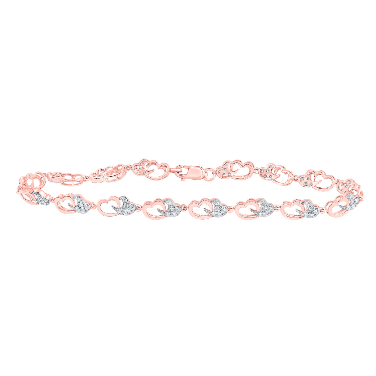 1/2CTW-DIA CN FASHION HEART BRACELET (7 INCH)