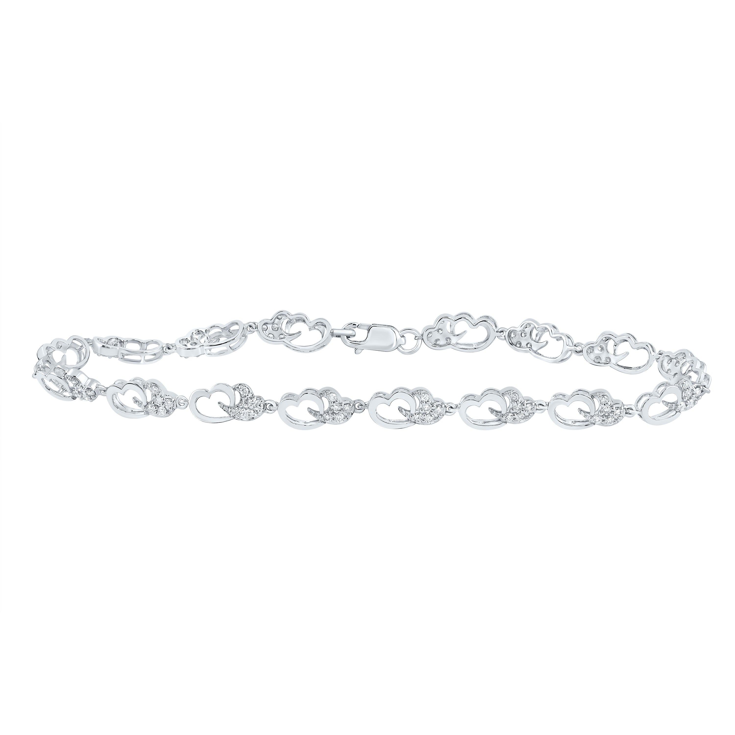 1/2CTW-DIA CN FASHION HEART BRACELET (7 INCH)