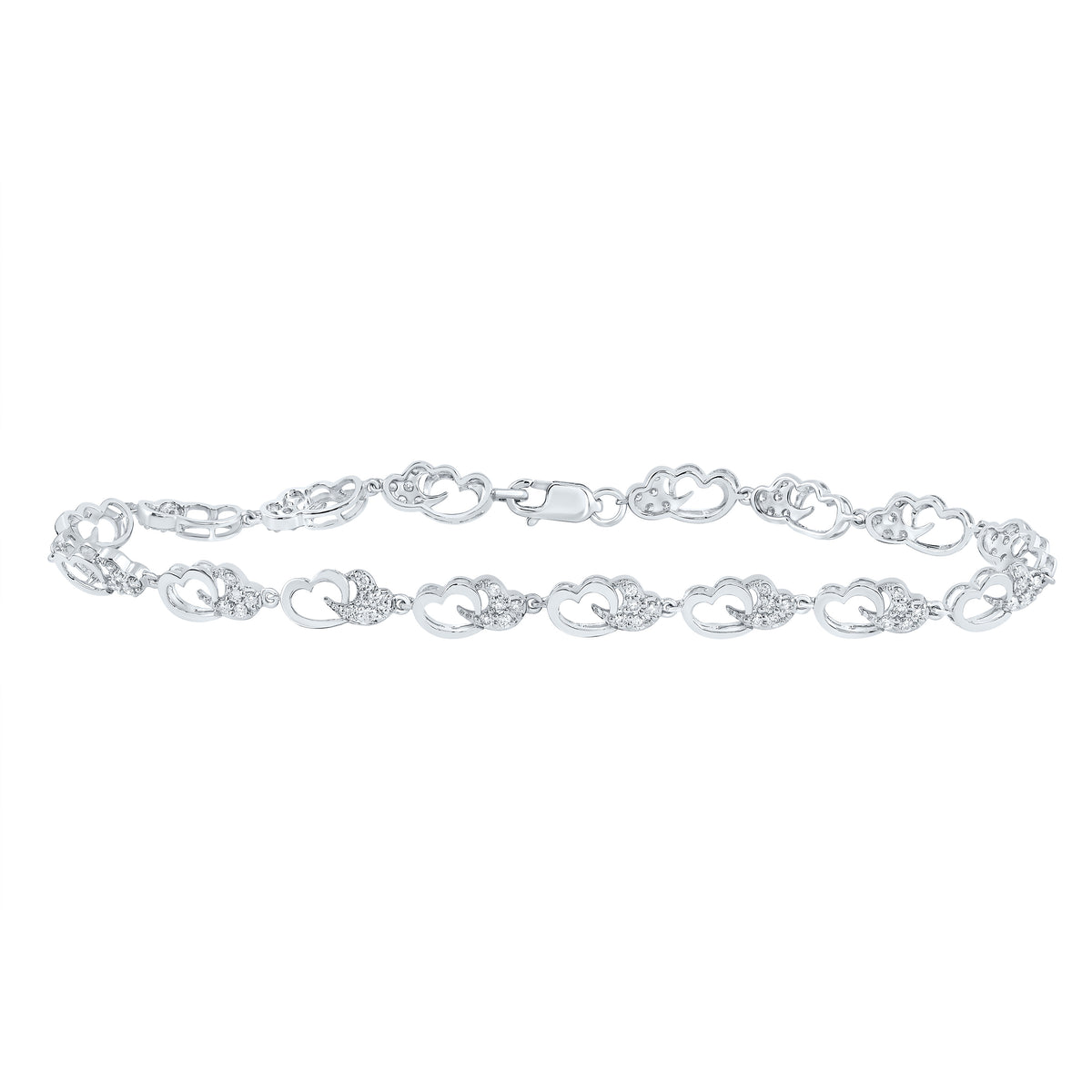 1/2CTW-DIA CN FASHION HEART BRACELET (7 INCH)