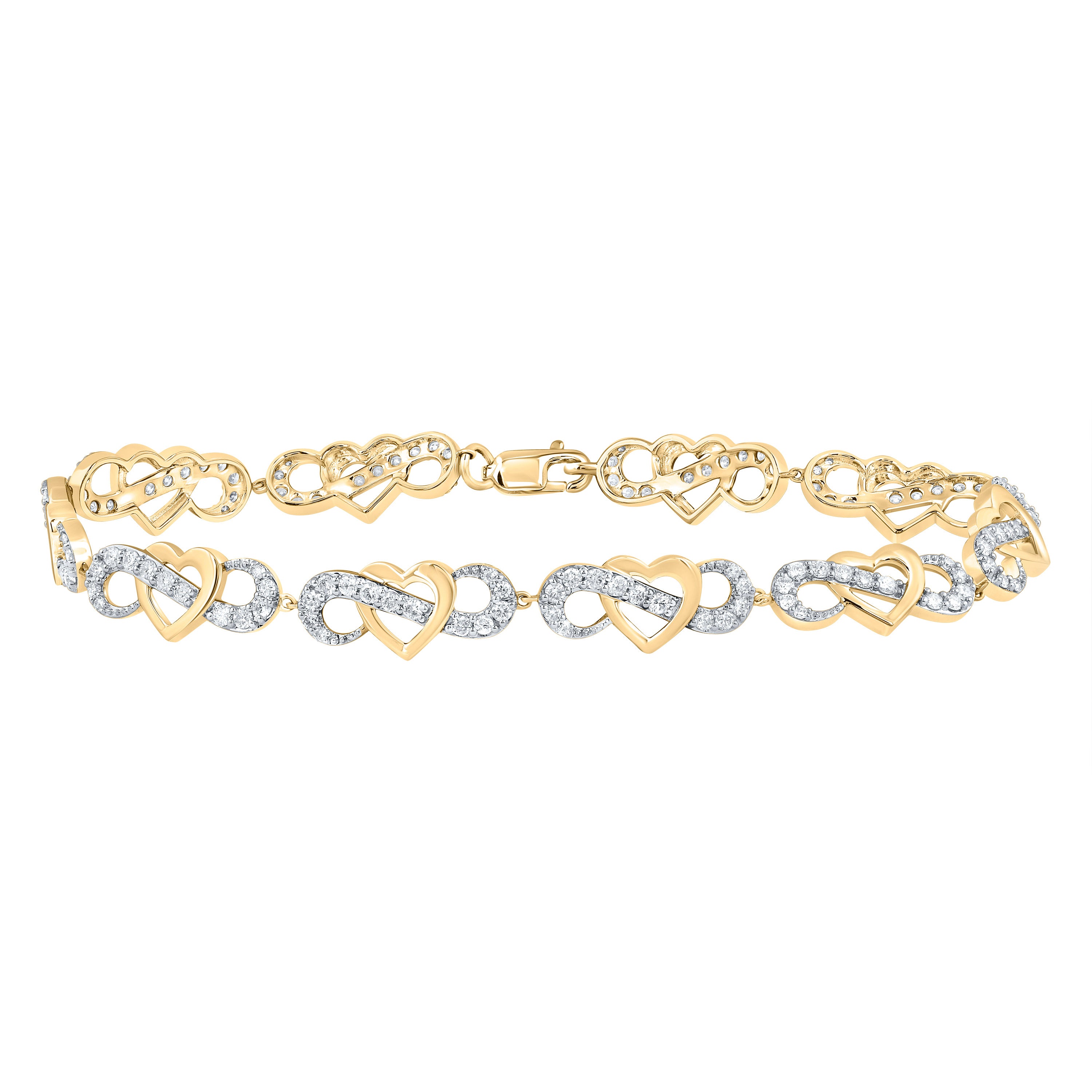 1 1/3CTW-DIA CN FASHION HEART BRACELET (7 INCH)