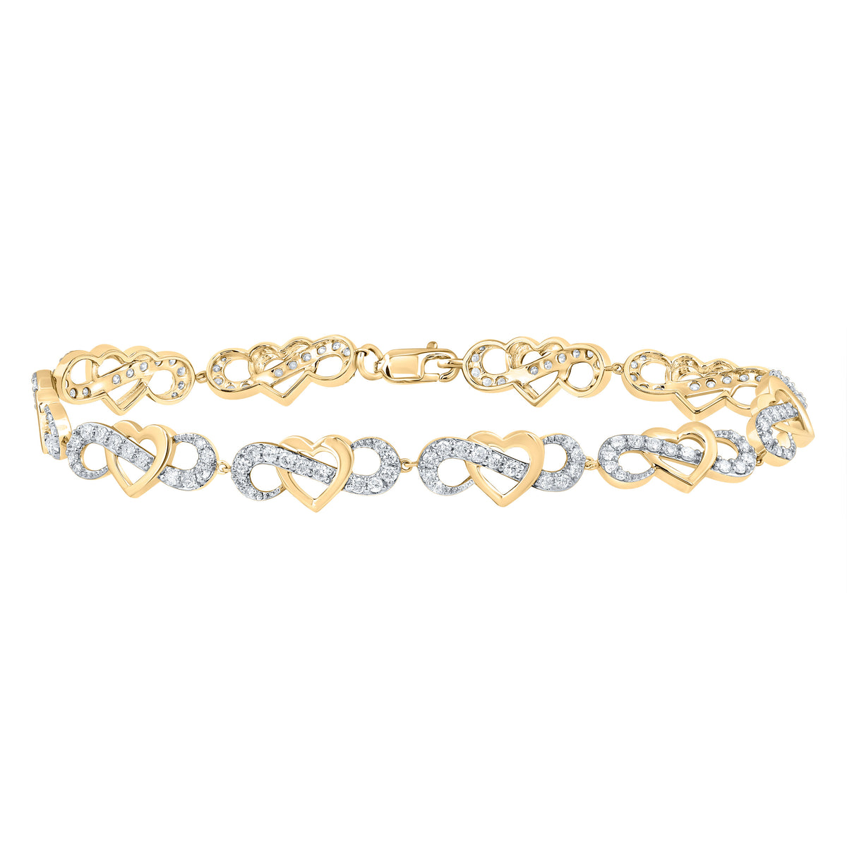 1 1/3CTW-DIA CN FASHION HEART BRACELET (7 INCH)