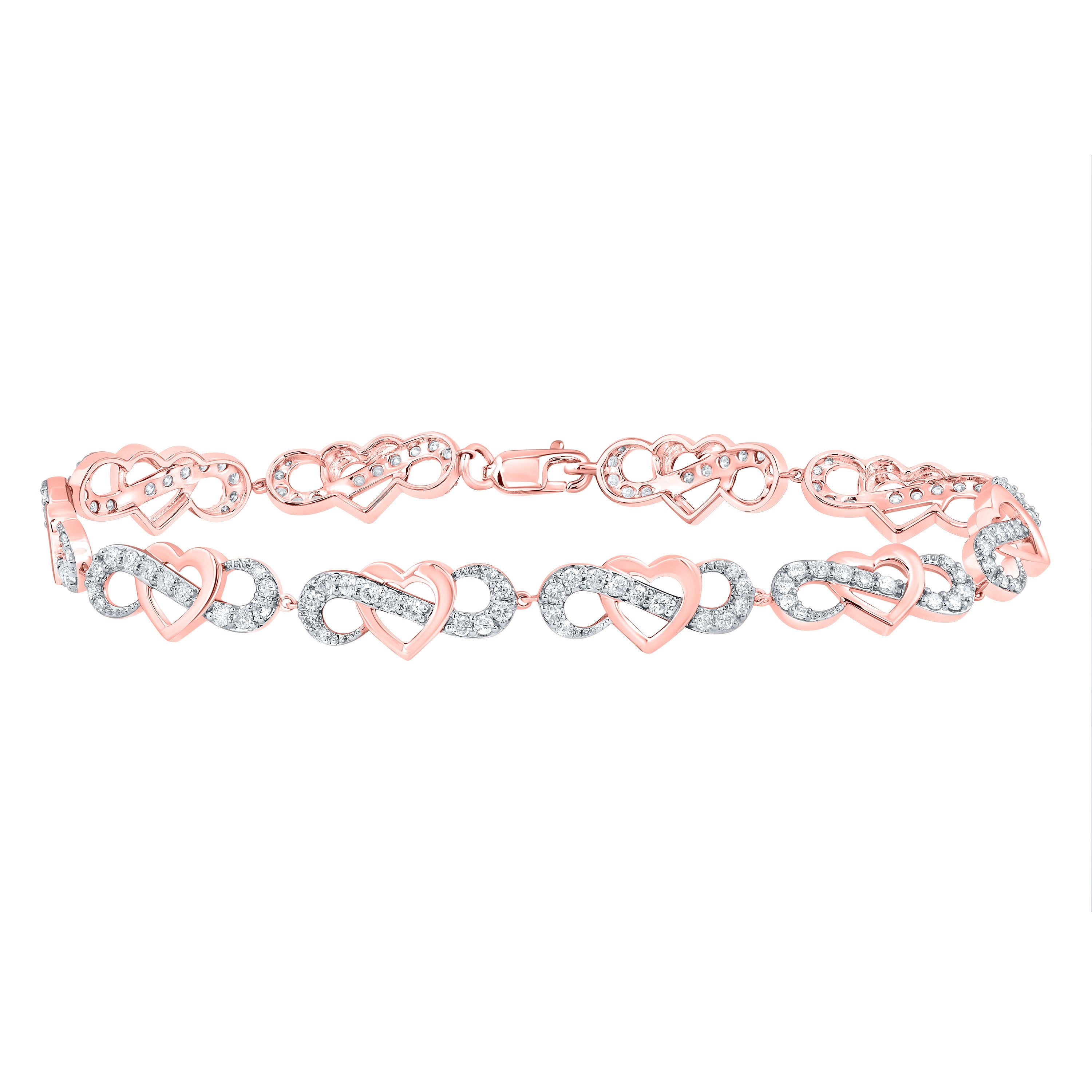 1 1/3CTW-DIA CN FASHION HEART BRACELET (7 INCH)