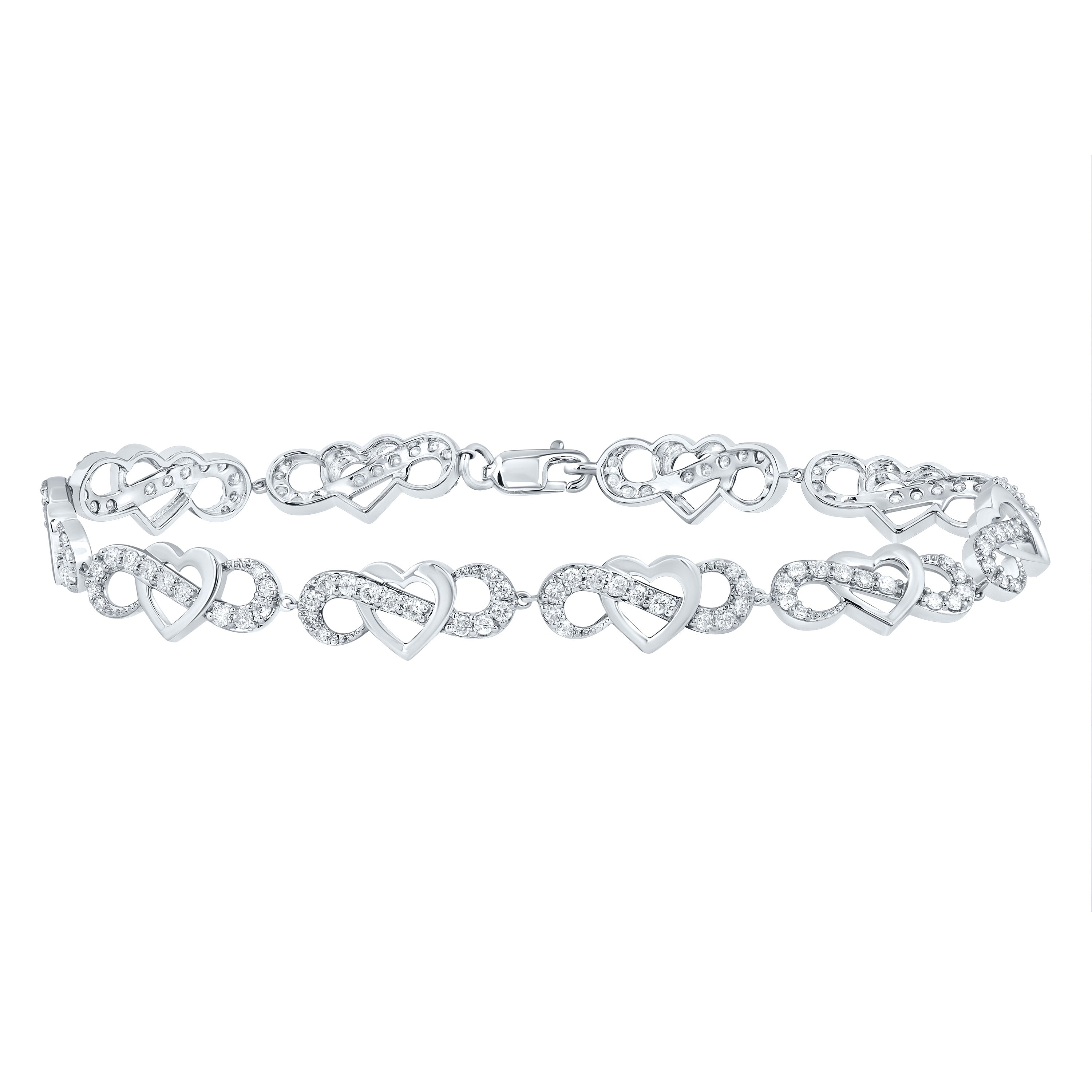 1 1/3CTW-DIA CN FASHION HEART BRACELET (7 INCH)