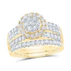 1 1/3CTW-DIA CN ROUND SINGLE HALO BRIDAL SET