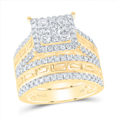 2 CTW-DIA ANA M 1/5CT-CRD SQUARE TRIO SET