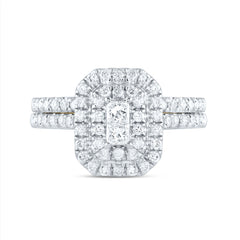 1CTW-DIA ANA M EMERALD DOUBLE HALO FASHION BRIDAL SET