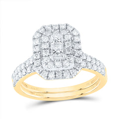 1CTW-DIA ANA M EMERALD DOUBLE HALO FASHION BRIDAL SET