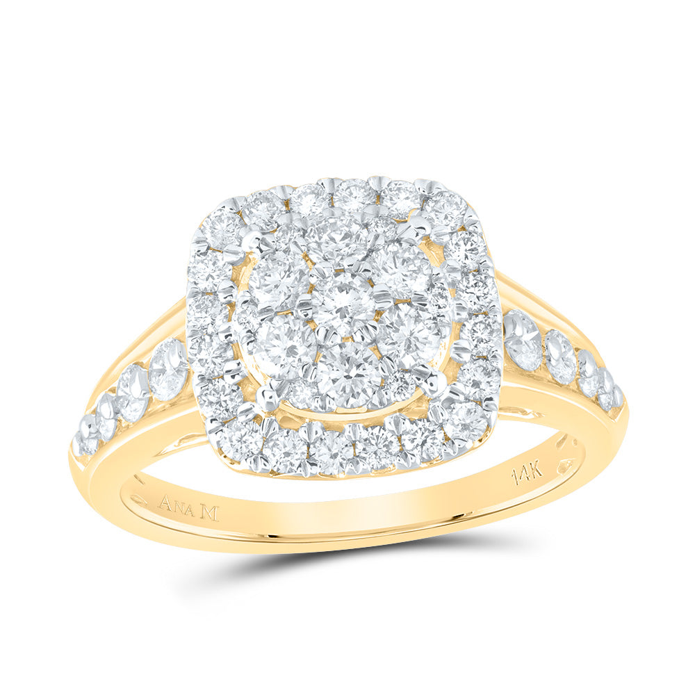 14k Gold 1 CTW-Natural Diamond Cushion Single Halo Fashion Bridal Ring Gram