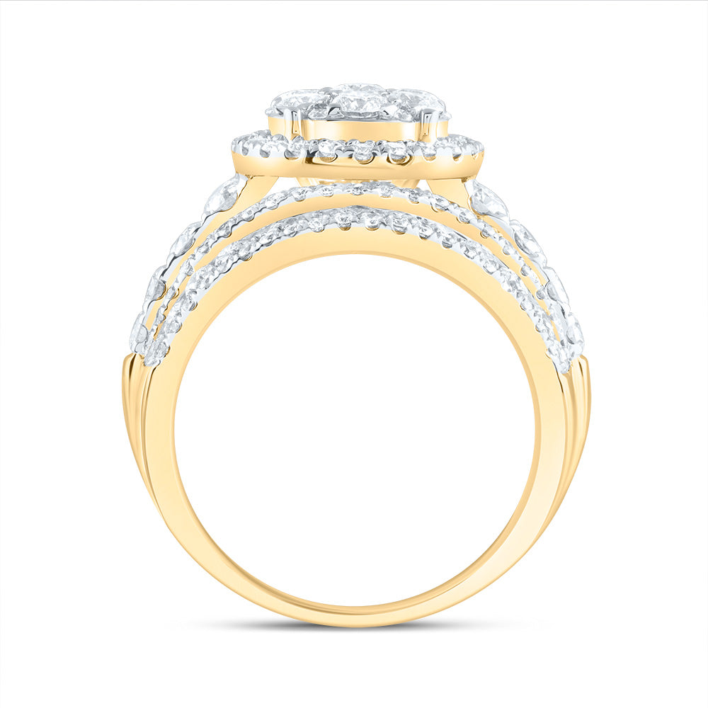 3CTW-DIA ANA M ROUND SINGLE HALO FASHION BRIDAL RING