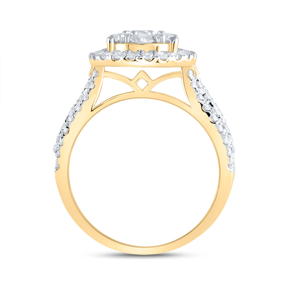 1 1/2CTW-DIA ANA M 1/5CT-CRD PEAR SINGLE HALO BRIDAL RING