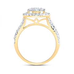 1 1/2CTW-DIA ANA M 1/5CT-CRD PEAR SINGLE HALO BRIDAL RING