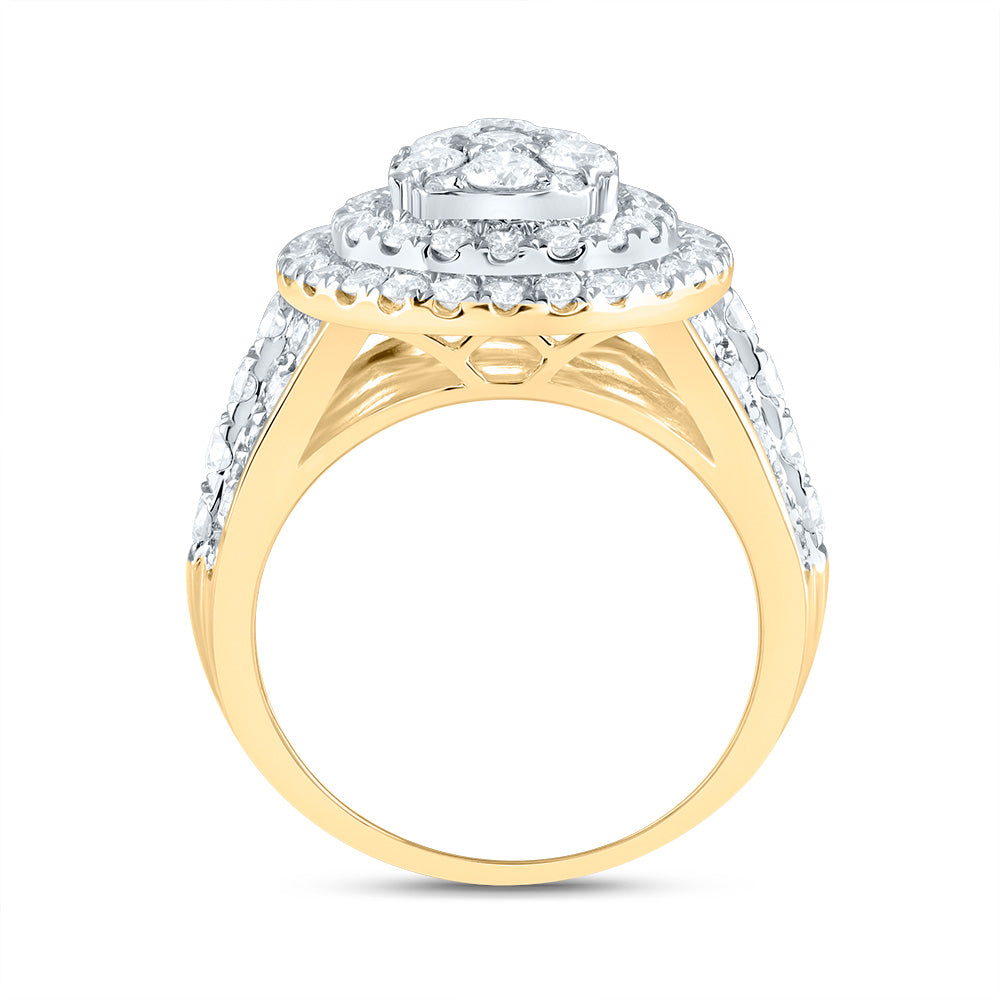 3CTW-DIA ANA M PEAR DOUBLE HALO FASHION BRIDAL RING