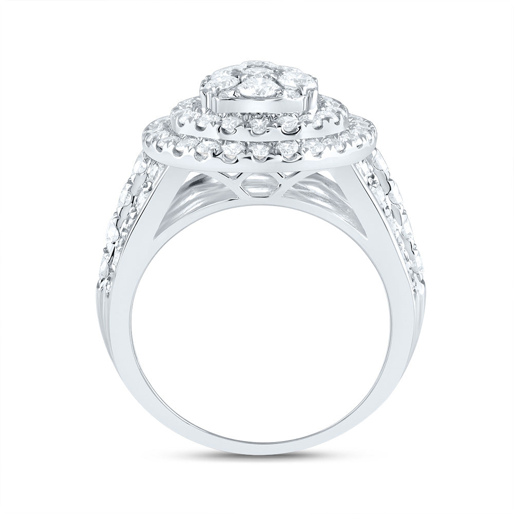 3CTW-DIA ANA M PEAR DOUBLE HALO FASHION BRIDAL RING