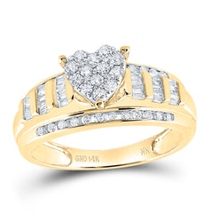 14K Yellow Gold Round Natural Diamond Heart Bridal Wedding Engagement Ring 1/2 CTW 3.83 Gram