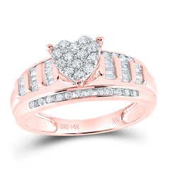 14kt Rose Gold Round Diamond Heart Bridal Wedding Engagement Ring 1/2 Cttw