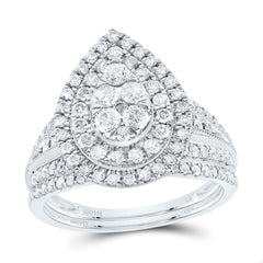 1CTW-DIA CN PEAR DOUBLE HALO BRIDAL SET
