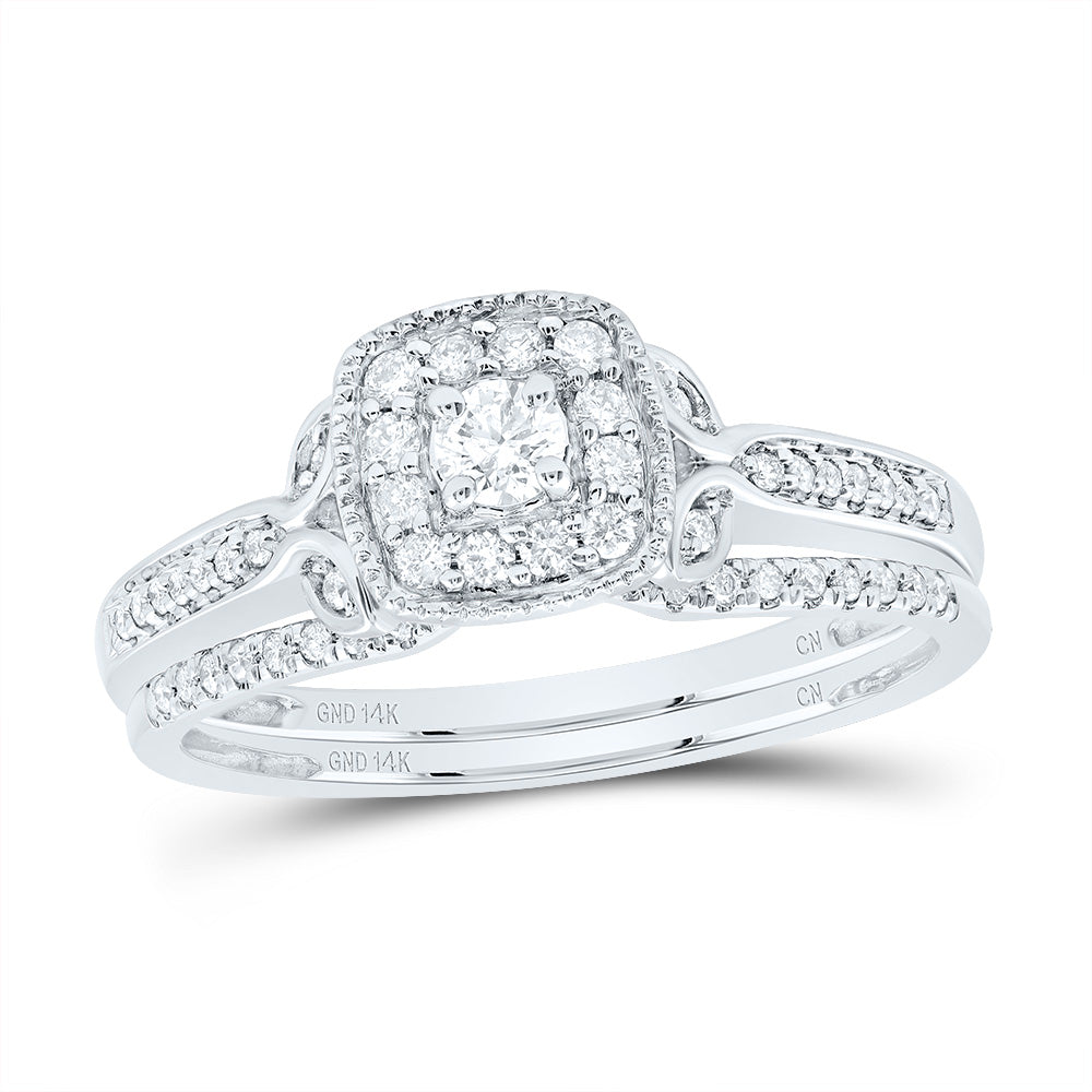 1/3CTW-DIA CN CUSHION SINGLE HALO BRIDAL SET