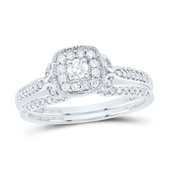 1/3CTW-DIA CN CUSHION SINGLE HALO BRIDAL SET